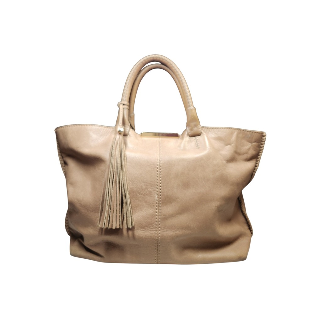 Botkier Quincy Leather Slouchy Tote Bag Tan Brown Minimalist Boho Carryall Large